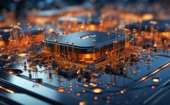 Elektronische Komponenten auf Platine – Nahaufnahme